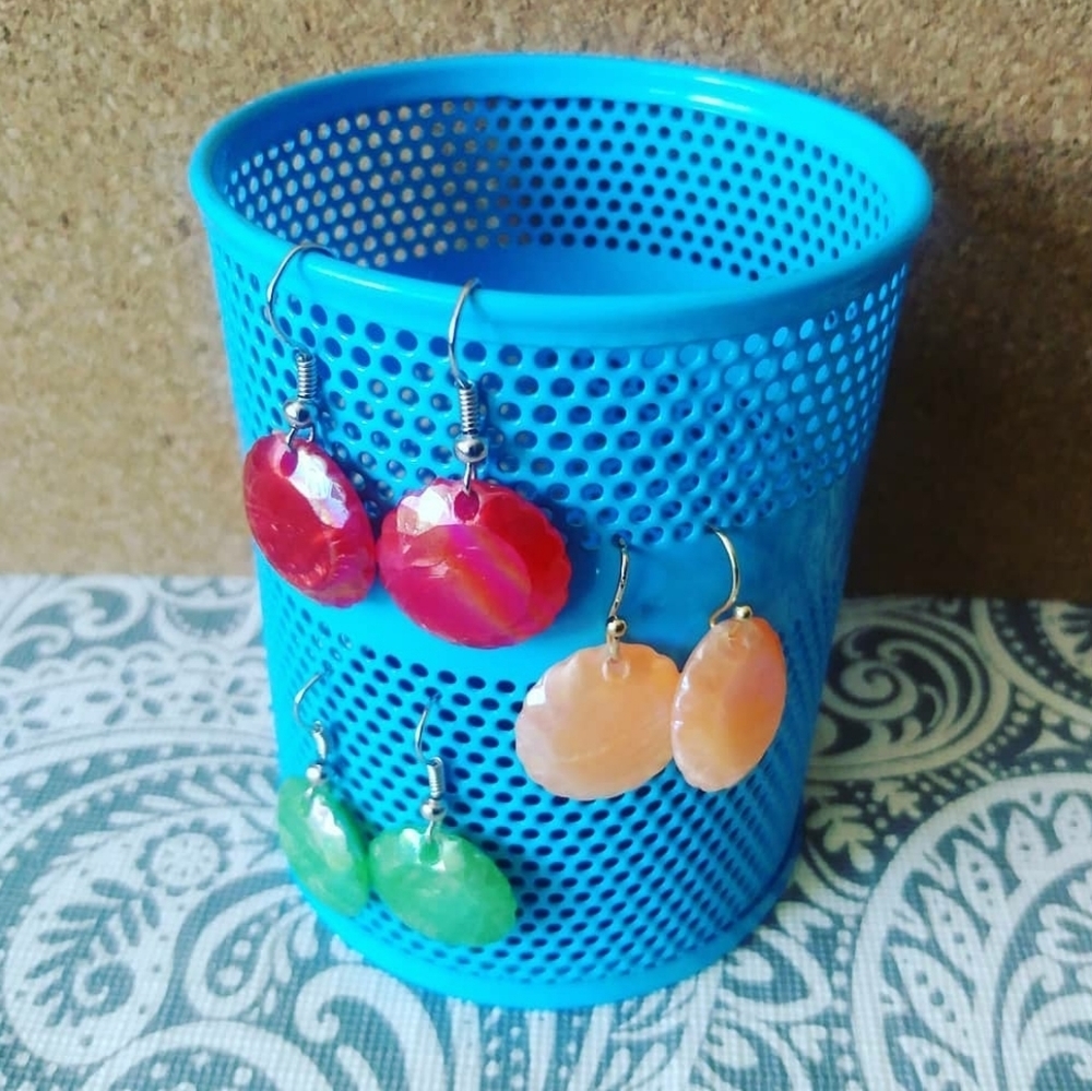 Bottle Cap "Candy" Small Dangling Beaded Earrings.